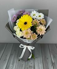 Букет цветов из:  Розы, Герберы и Хризантемы в Донино