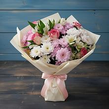 Букет цветов из:  Хризантемы, Альстромерии и Розы в Донино