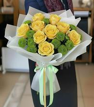 Букет цветов из:  Хризантемы и Розы #REPLACE_PRED# Донино